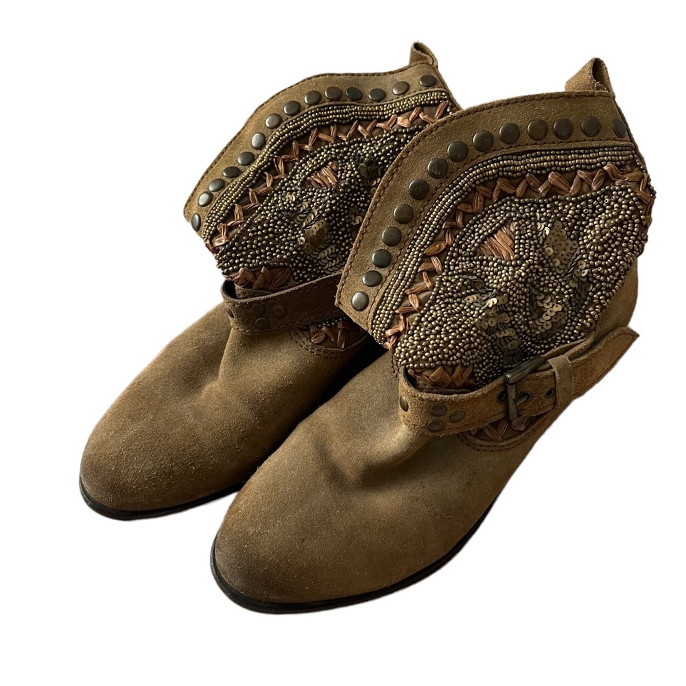 Naughty Monkey | Women’s Beaded Suede Leather Western Bootie - Picture 4 of 9